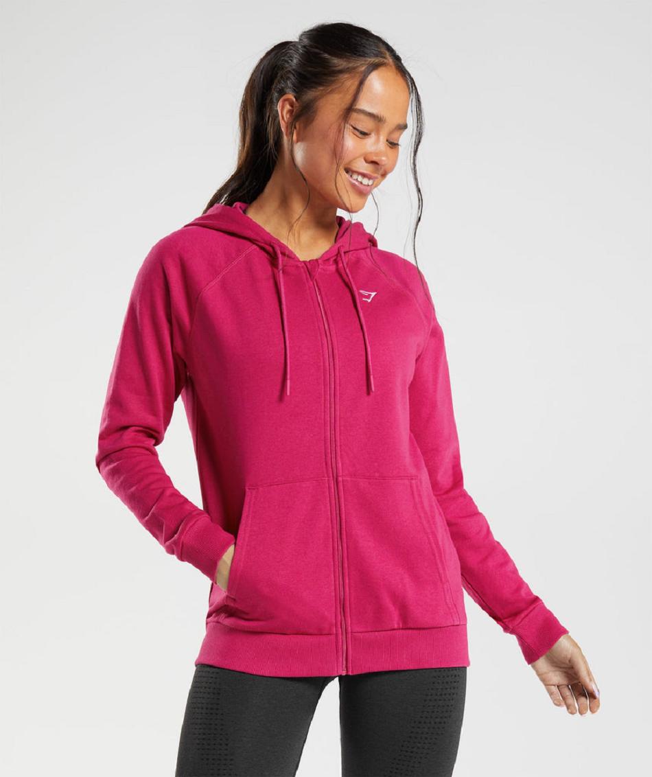 Sudadera Con Capucha Gymshark Entrenamiento Zip Mujer Rosas | CO 2008KOR